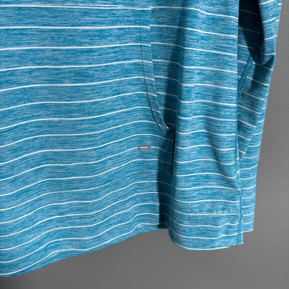 GapFit Women's Blue Striped Tunnel Neck Activewear Top - Size Small - Thumbholes - Picture 3 of 7